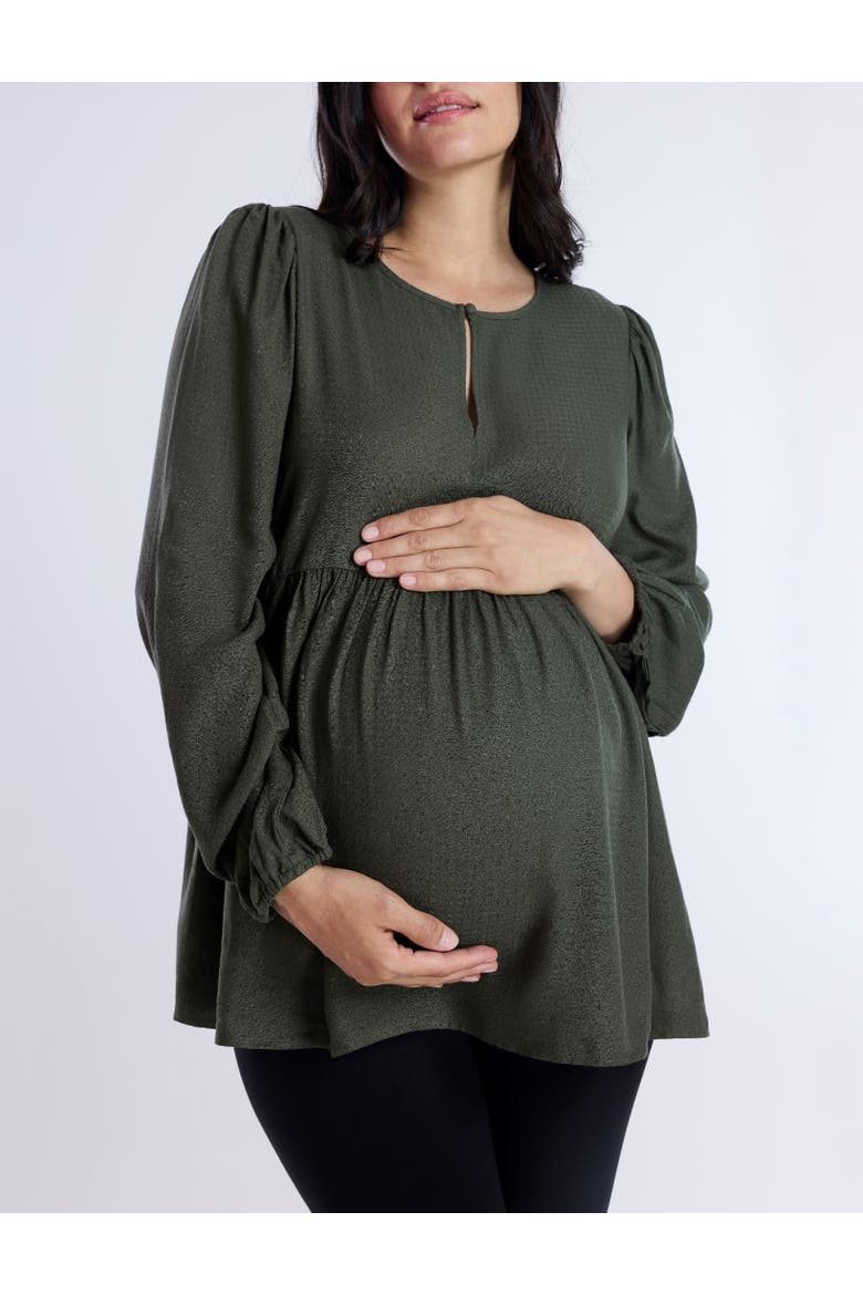 Long Sleeve Empire Waist Keyhole Woven Blouse, Main, color, Deep Depths