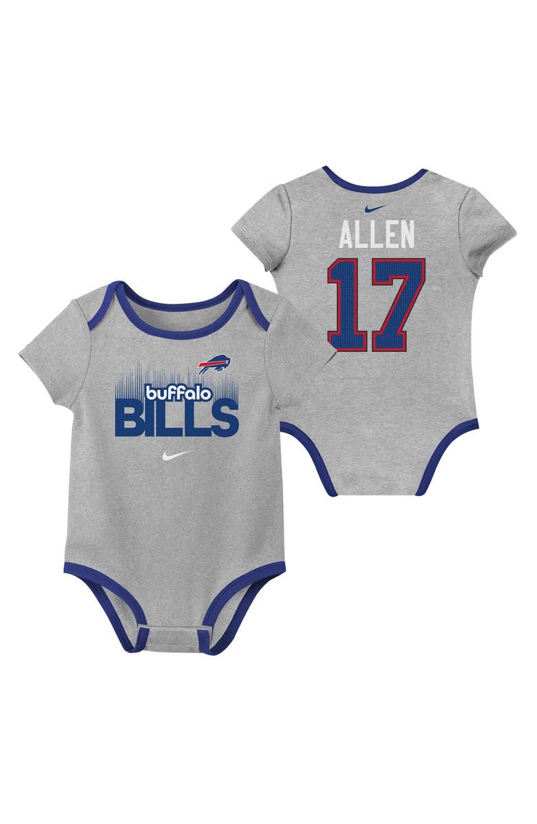 Nike Newborn & Infant Nike Josh Allen Buffalo Bills Name & Number 3-Pack Bodysuit Set, Alternate, color, Royal