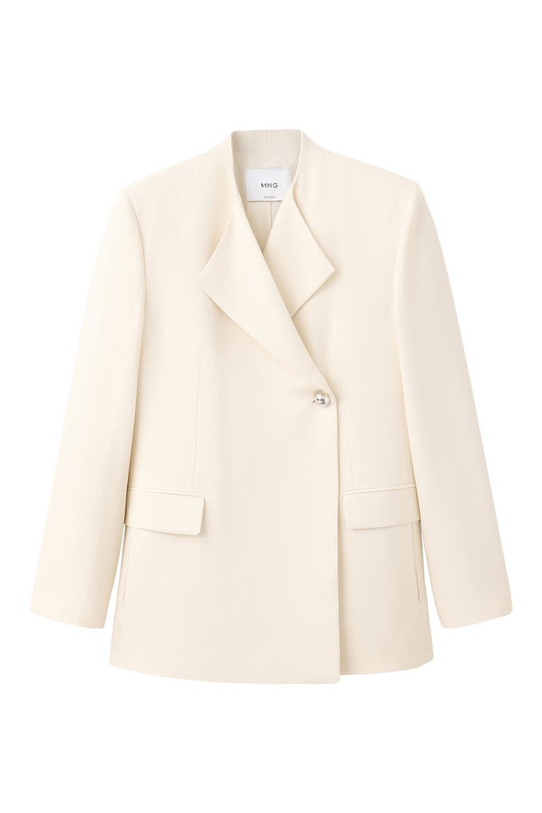 Metallic Button Linen Blend Blazer, Alternate, color, VANILLA