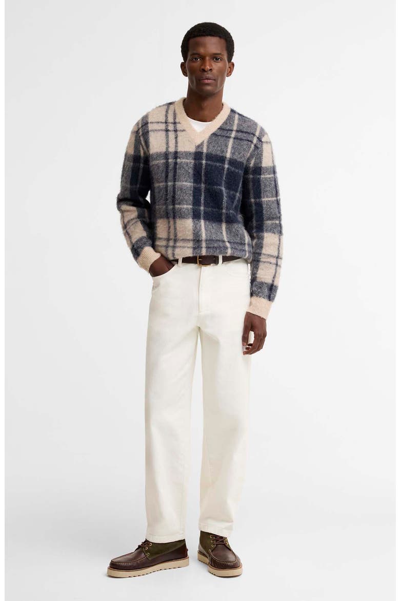 Hunham Tartan V-Neck Sweater, Alternate, color, STONE