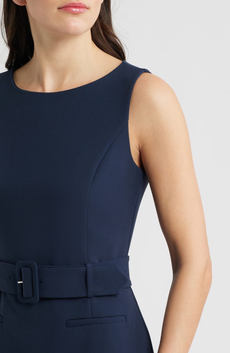 French Connection Azra Belted Sleeveless Twill Minidress, Alternate, color, Marine