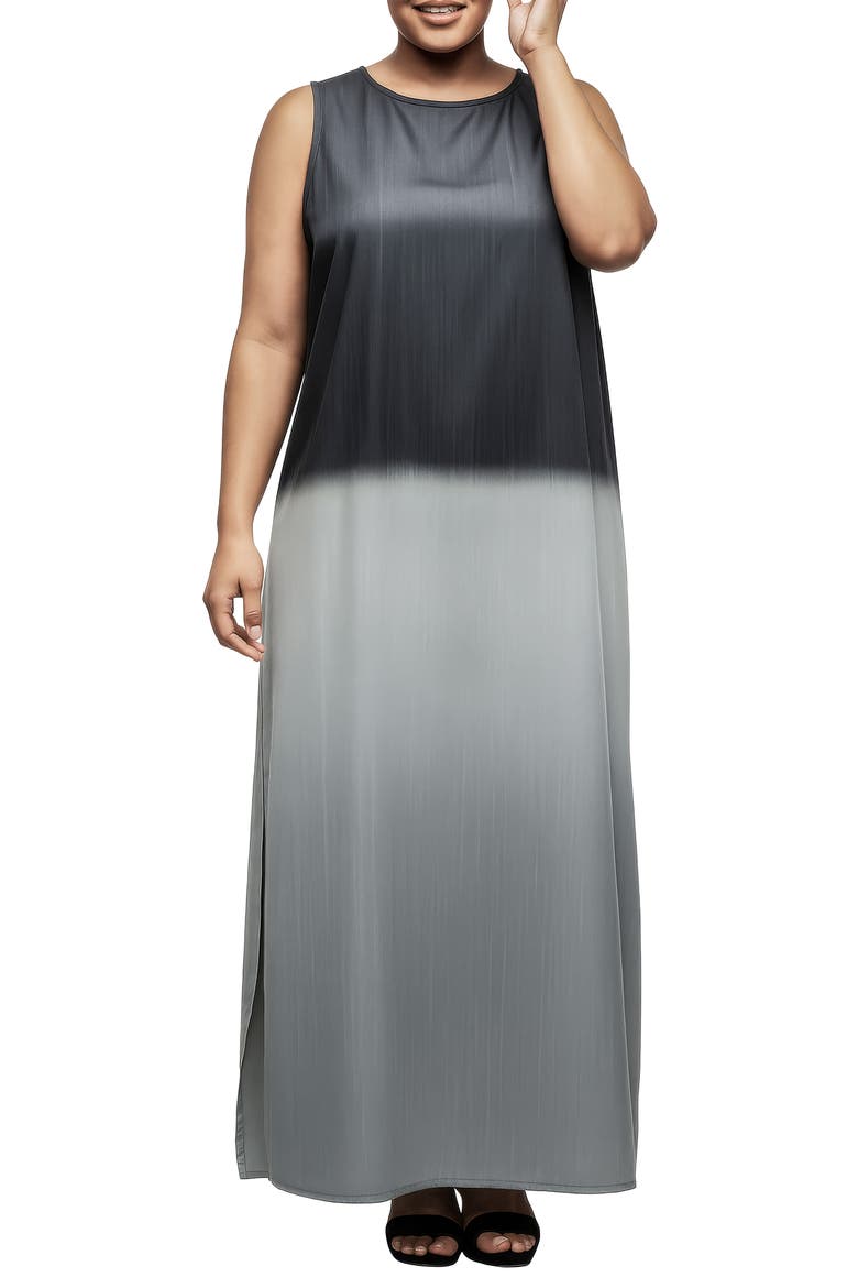 Ombré Dip Dye Sleeveless Maxi Dress, Alternate, color, GREY DIP DYE