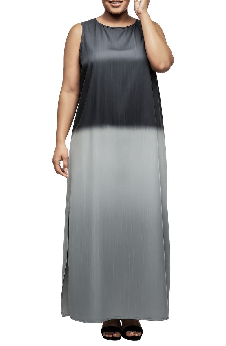 Standards & Practices Ombré Dip Dye Sleeveless Maxi Dress, Alternate, color, Grey Dip Dye