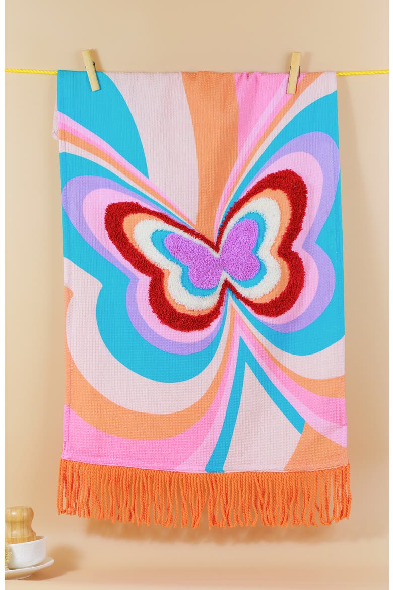 Groovy Gardens Set of 3 Kitchen Towels, Alternate, color, PINK/ BLUE/ ORANGE