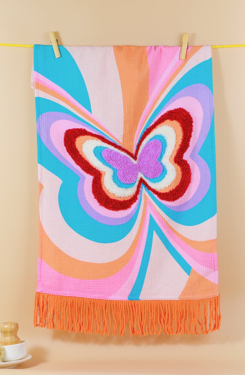 Tiramisu Groovy Gardens Set of 3 Kitchen Towels, Alternate, color, Pink/ Blue/ Orange