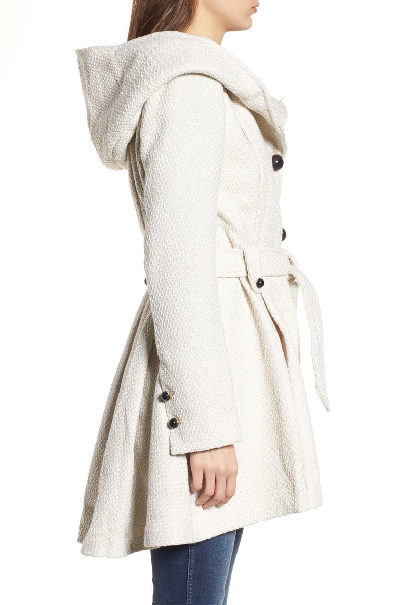 Steve Madden Belted Hooded Skirted Coat, Alternate, color,