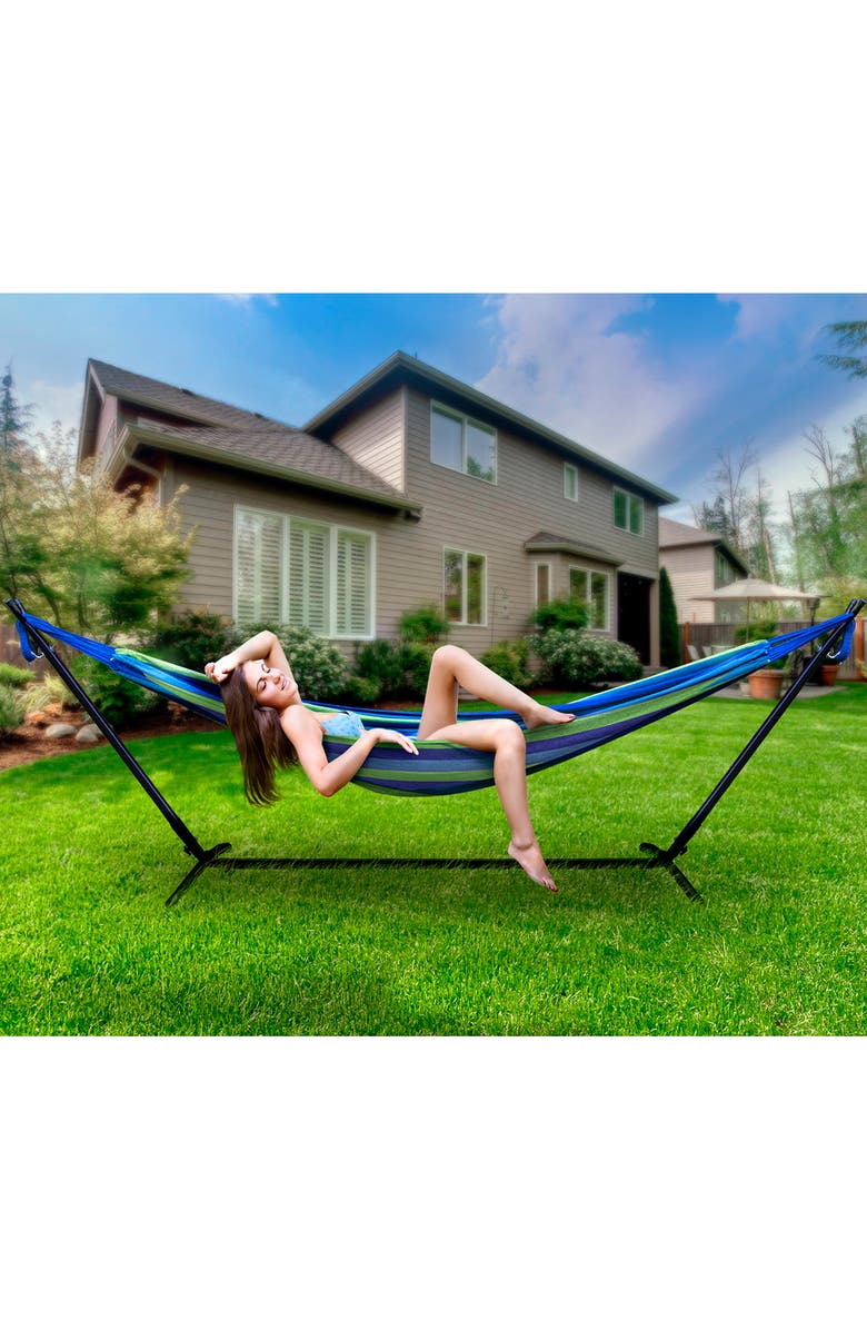SORBUS Steel Stand Double Hammock, Alternate, color, Multi