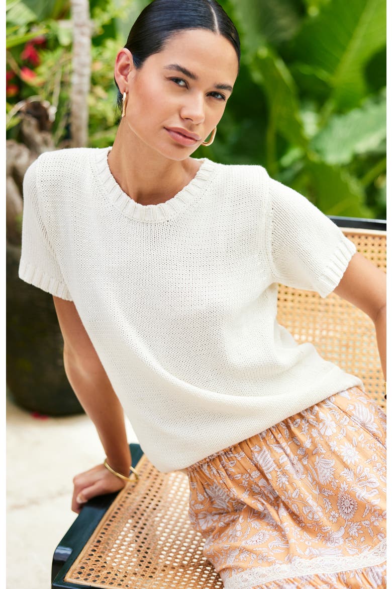 Simone Cotton Sweater Tee, Alternate, color, Off White