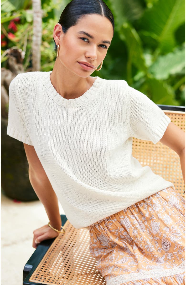 Paneros Clothing Simone Cotton Sweater Tee, Alternate, color, Off White