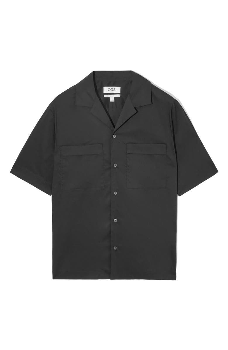 COS Regular Fit Short Sleeve Button-Up Utility Shirt, Alternate, color, Black Dark Match With Montagu