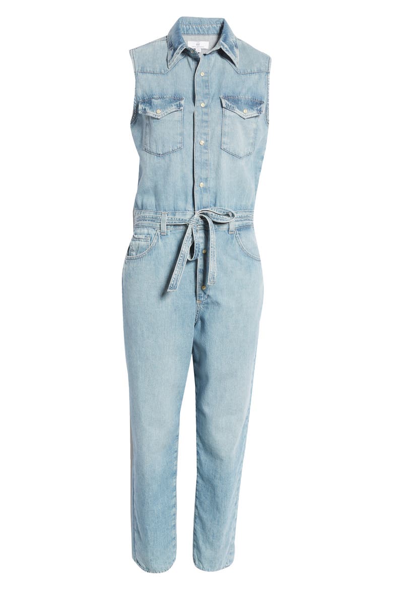 Dakotah Sleeveless Denim Jumpsuit, Alternate, color, WAVERLY DRIVE