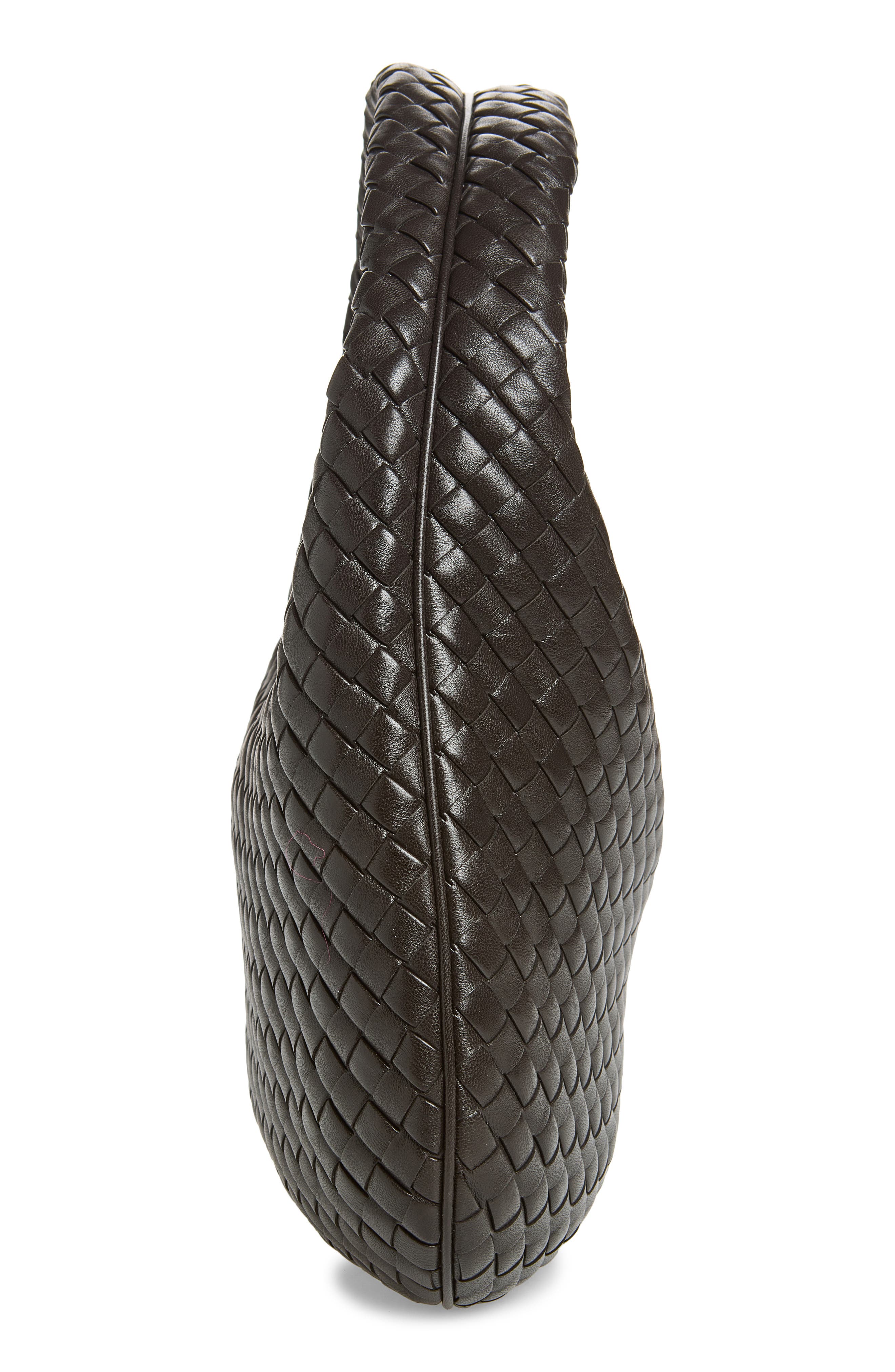 Bottega Veneta Borsa Intrecciato Leather Shoulder Bag, Alternate, color, 2009 Espresso-M Brass