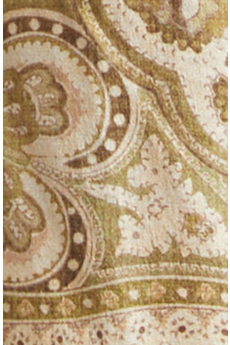 Luna Paisley Print Silk Satin Button-Up Shirt, Alternate, color, OLIVE PERLA PAISLEY