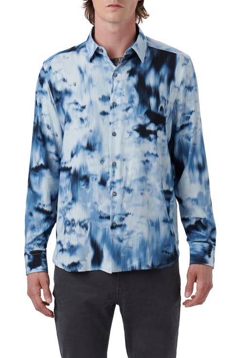 Julian Shaped Fit Abstract Airbrush Print Button-Up Shirt
