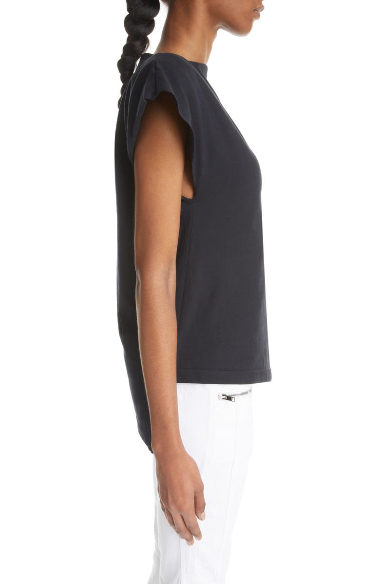 Isabel Marant Sebani Asymmetric Raw Edge Cap Sleeve Cotton Blouse, Alternate, color, 