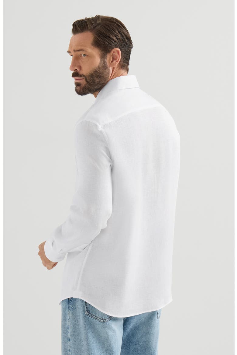 Linen shirt with spread collar, Alternate, color, White