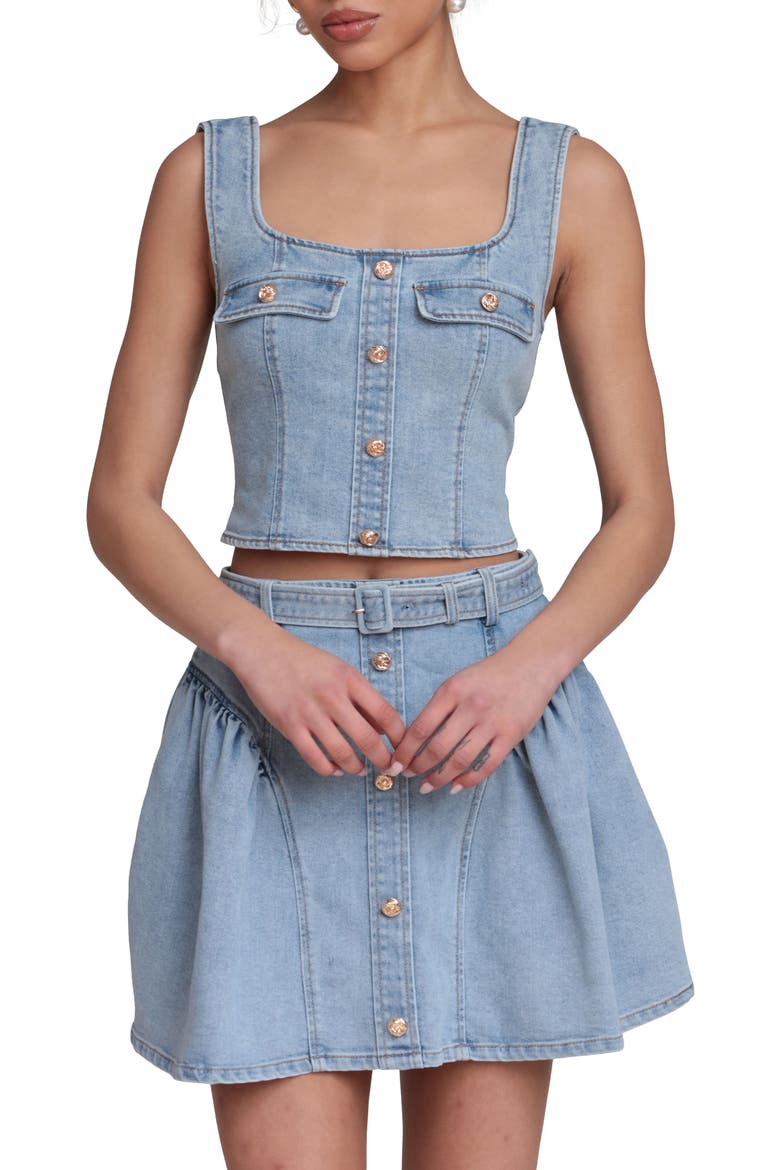 Denim crop Tank, Main, color, SATIN WASH