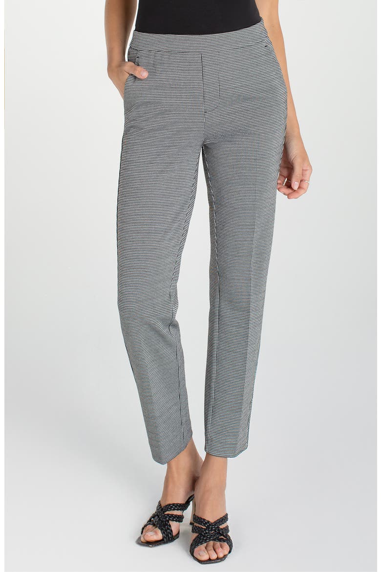 Kayla Check Pull On Pants, Main, color, BLACK/ WHITE MINI CHECK