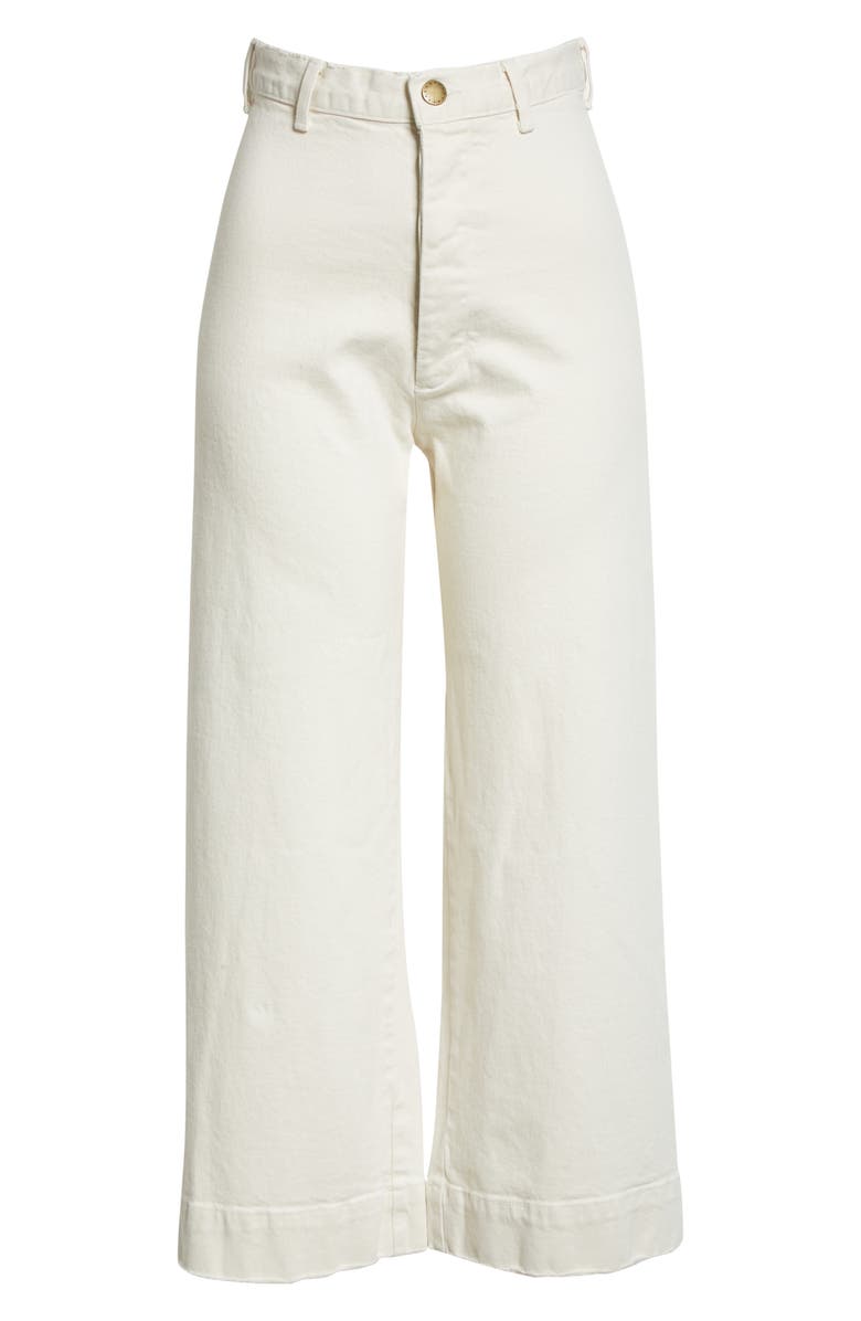 THE GREAT. The Seafair Crop Raw Hem Wide Leg Jeans, Alternate, color, Stone