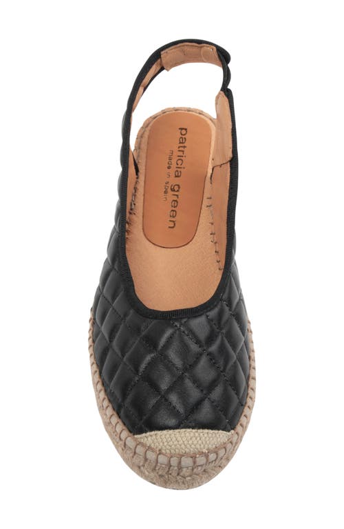 Patricia Green Valencia Slingback Wedge Espadrille In Black Quilted Leather