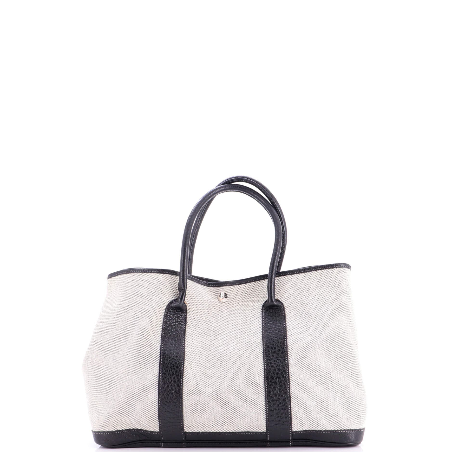 Pre-Owned Hermes Garden Party Tote Toile and Leather 36, Alternate, color, Noir