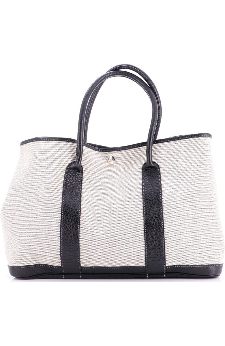 Pre-Owned Hermes Garden Party Tote Toile and Leather 36, Alternate, color, Noir