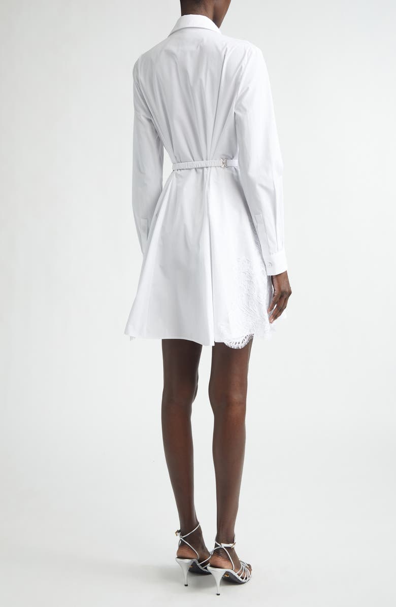 Versace Belted Long Sleeve Cotton Poplin Shirtdress, Alternate, color, Optical White