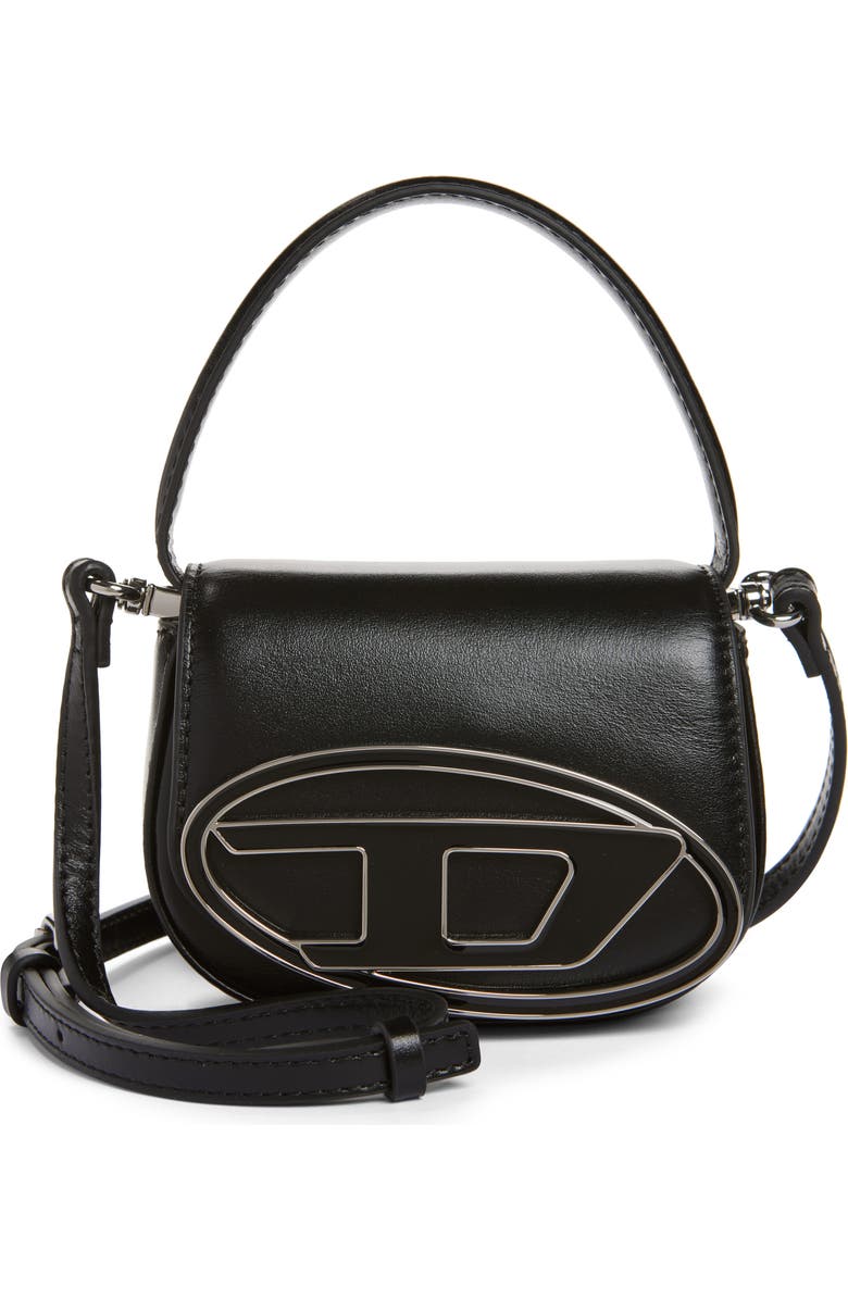 DIESEL<sup>®</sup> X-Small 1DR Leather Crossbody Bag, Main, color, Black