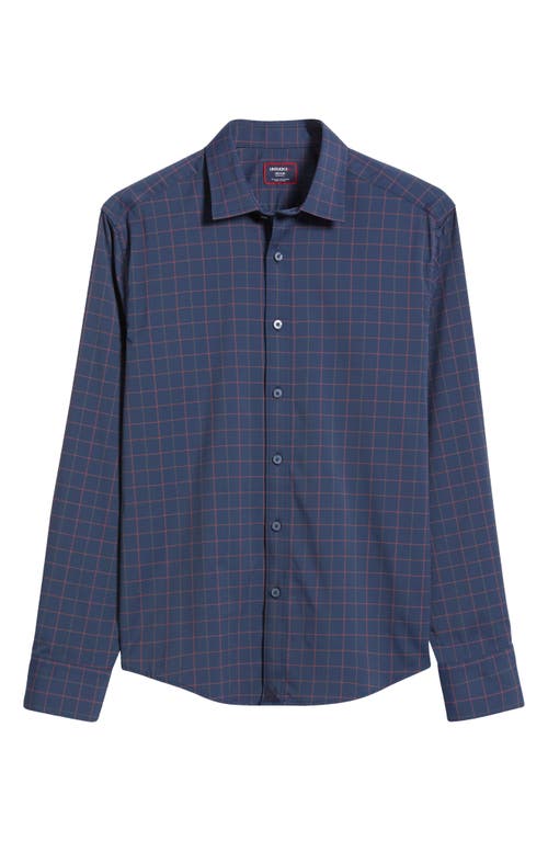Untuckit Altrugo Windowpane Check Performance Button-up Shirt In Navy