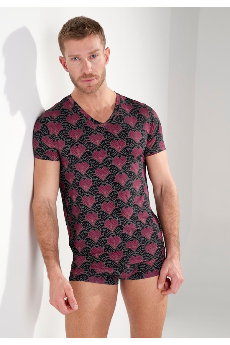 Carlyle Tee-Shirt V Neck, Alternate, color, Bordeaux Print