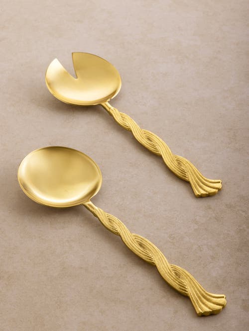 Gauri Kohli Santiago Salad Servers, Set Of 2 In Gold