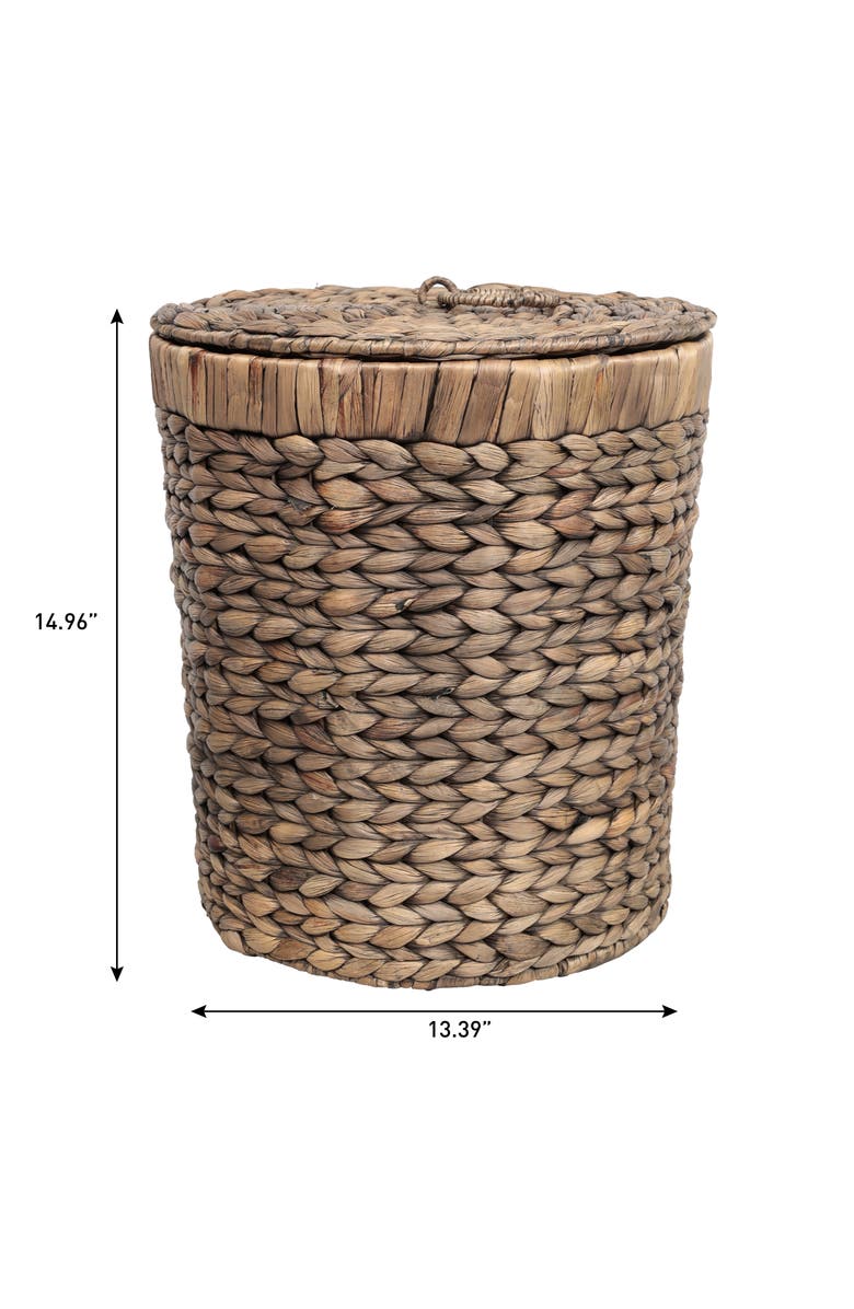 HAPPIMESS Nora Handwoven Water Hyacinth 5.7-Gallon Tapered Round Wicker Watebasket with Lid, Alternate, color, Brown