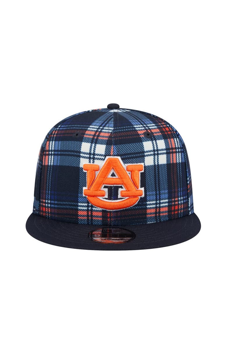 New Era Men's New Era Navy Auburn Tigers Plaid 9FIFTY Snapback Hat, Alternate, color, Navy
