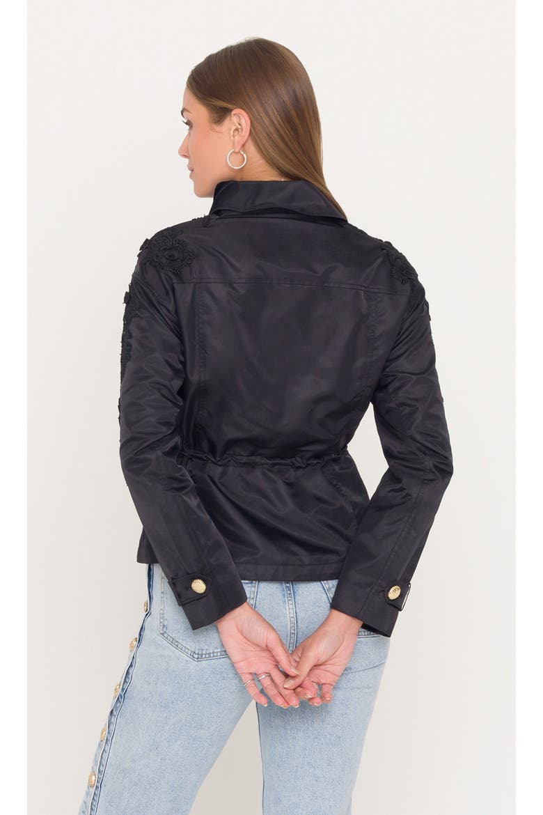 Janice Lace Combo Parka, Alternate, color, Black