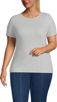 Lands' End Plus Size Micro Rib T-Shirt