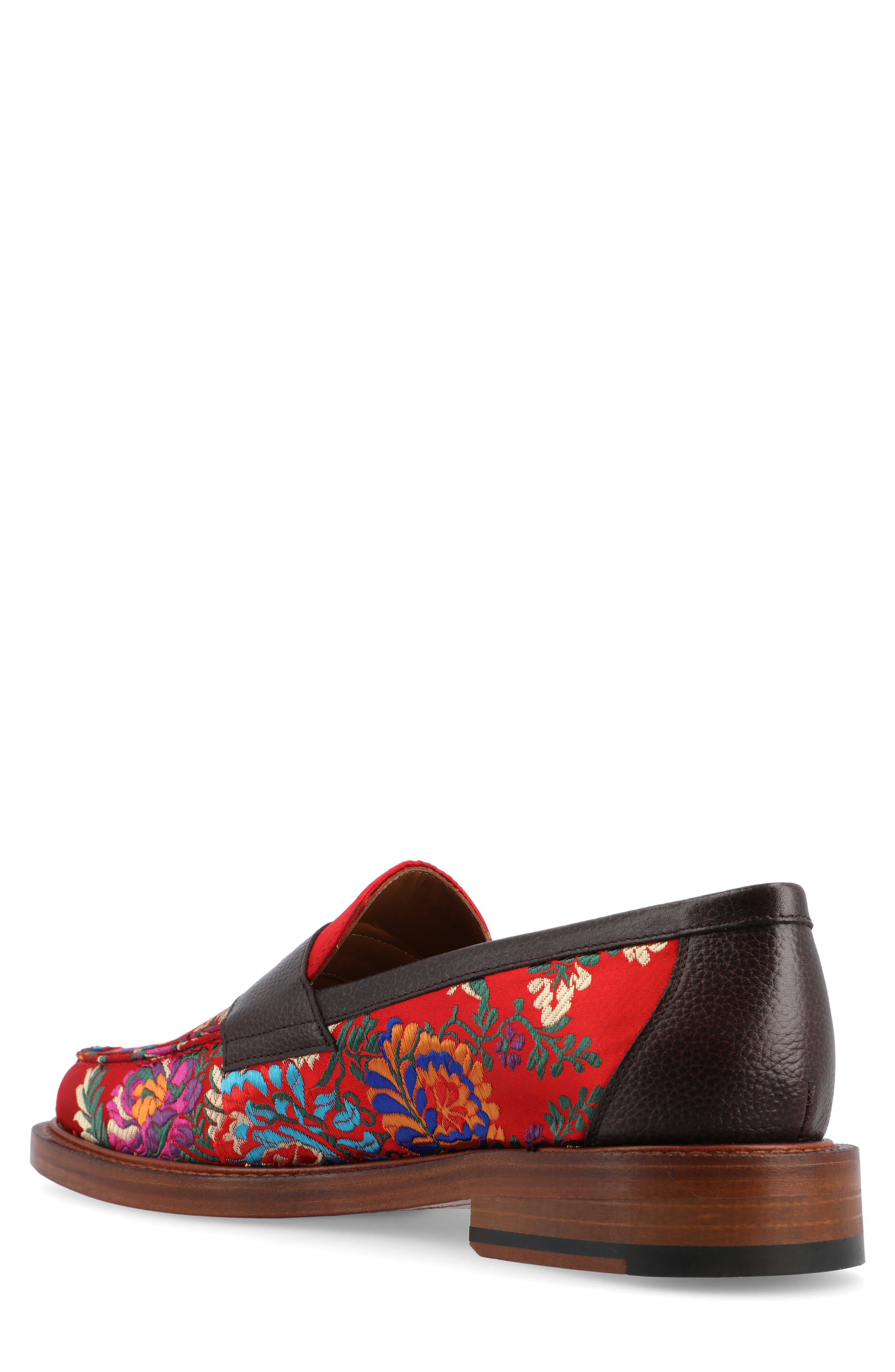 TAFT The Fitz Floral Brocade Penny Loafer, Alternate, color, 