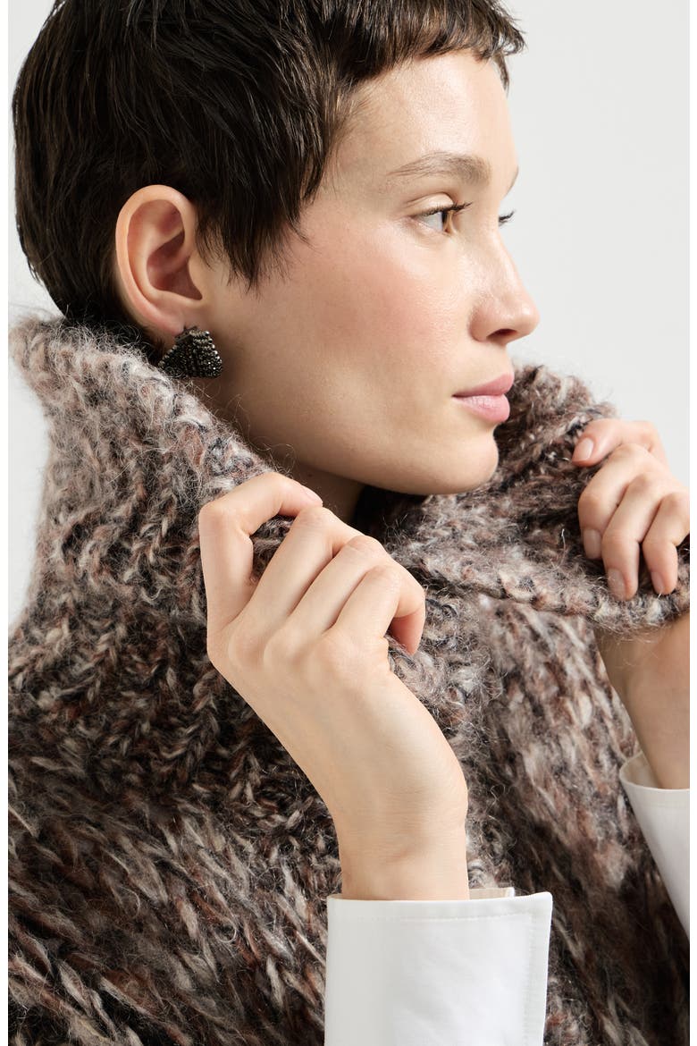 Malfilé mohair turtleneck sweater vest, Alternate, color, Bark