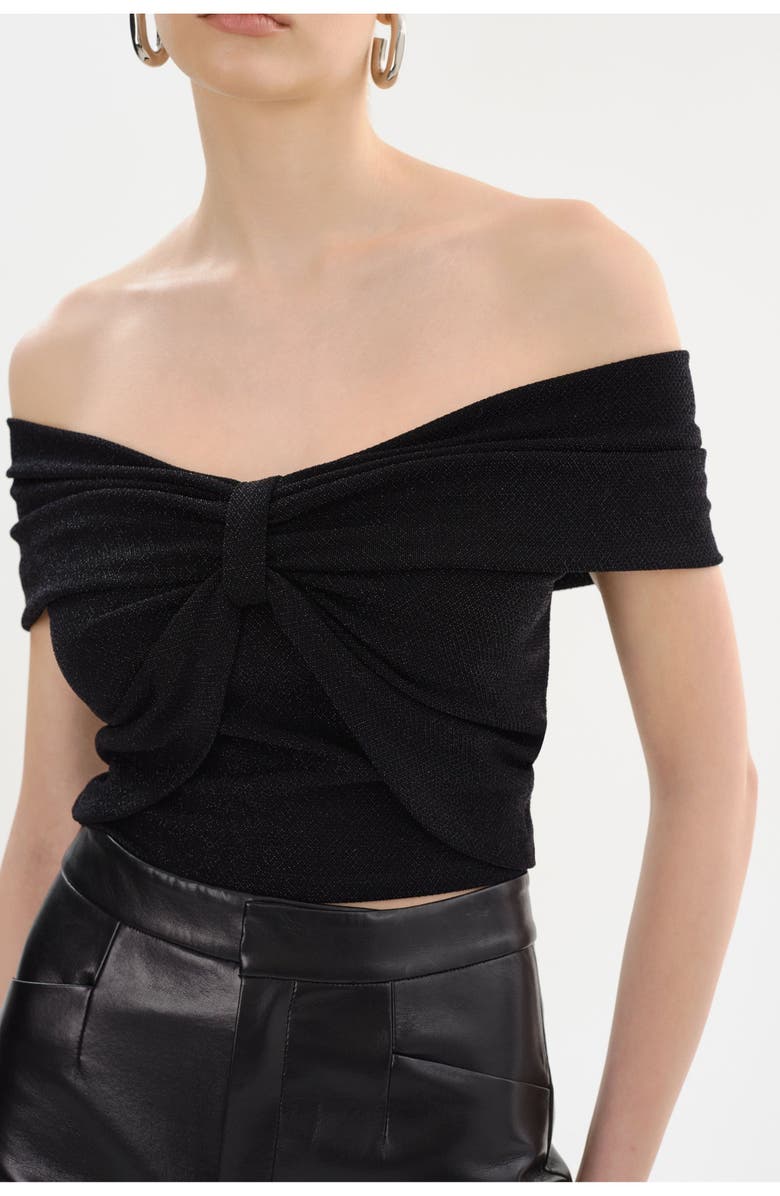 LAMARQUE Camelia | Lurex Knit Top, Alternate, color, Black