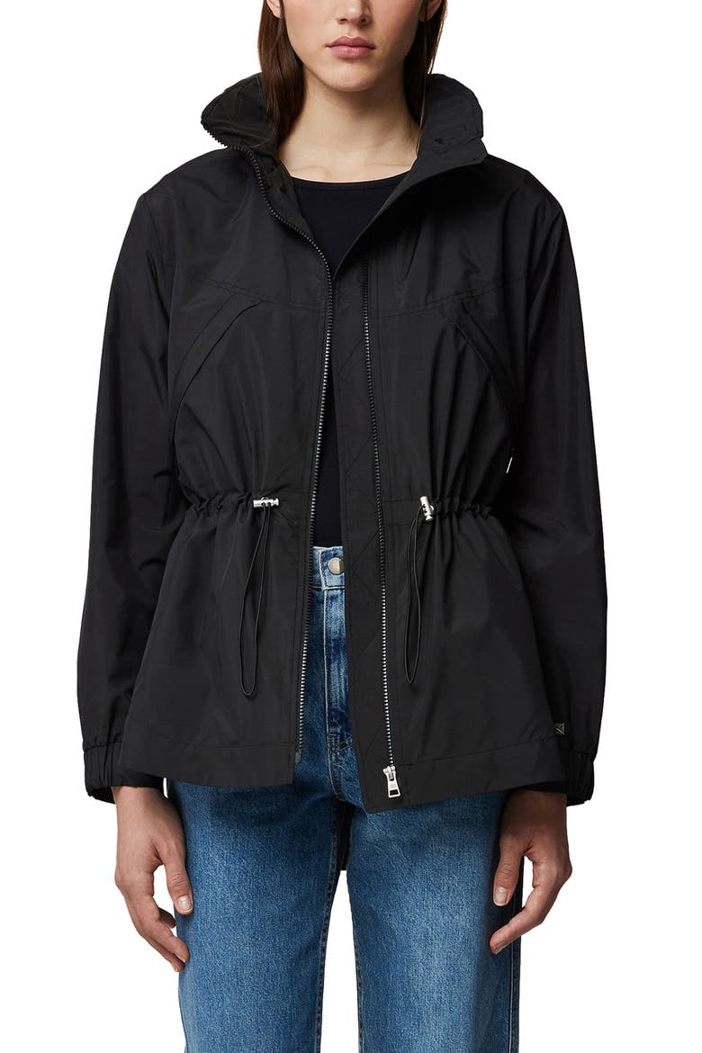 Water Repellent Hooded Coat, Alternate, color, BLACK