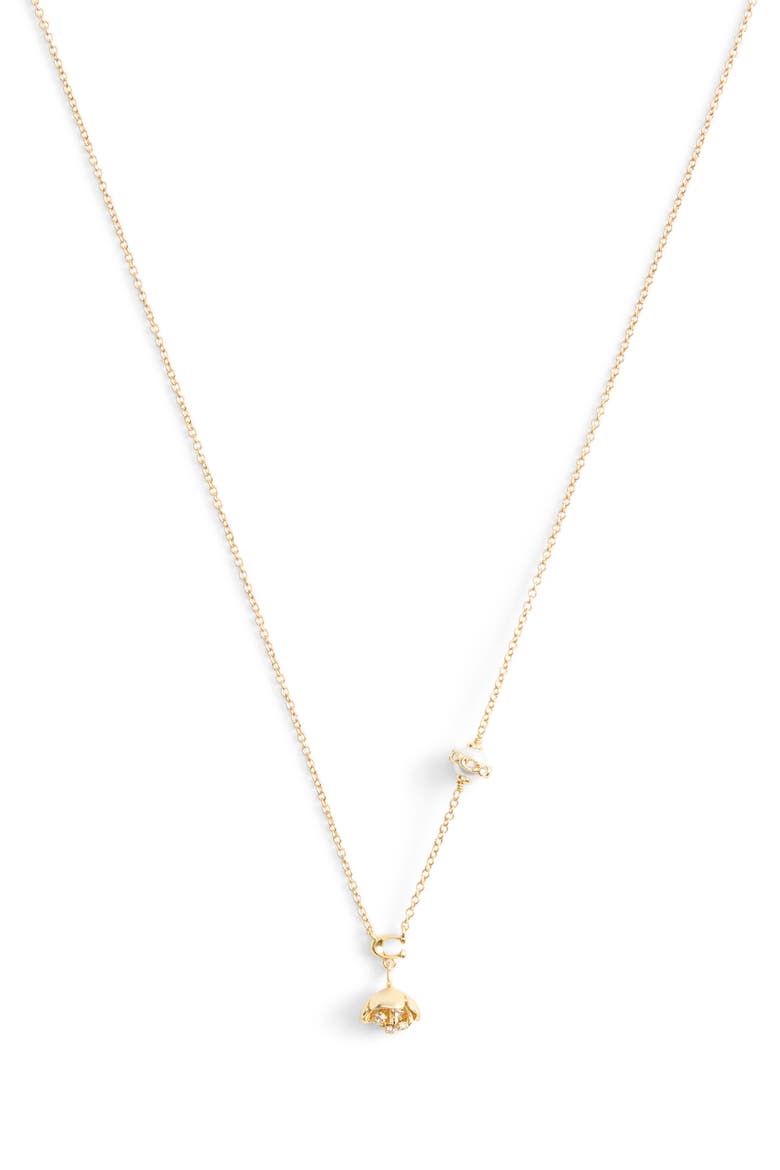 Floral Short Pendant Necklace, Main, color, SHINY GOLD