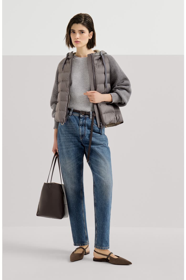 Cashmere English rib sweater with monili, Alternate, color, Light Grey