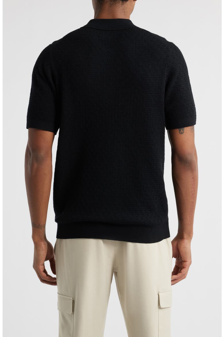 Texture Polo Sweater, Alternate, color, BLACK