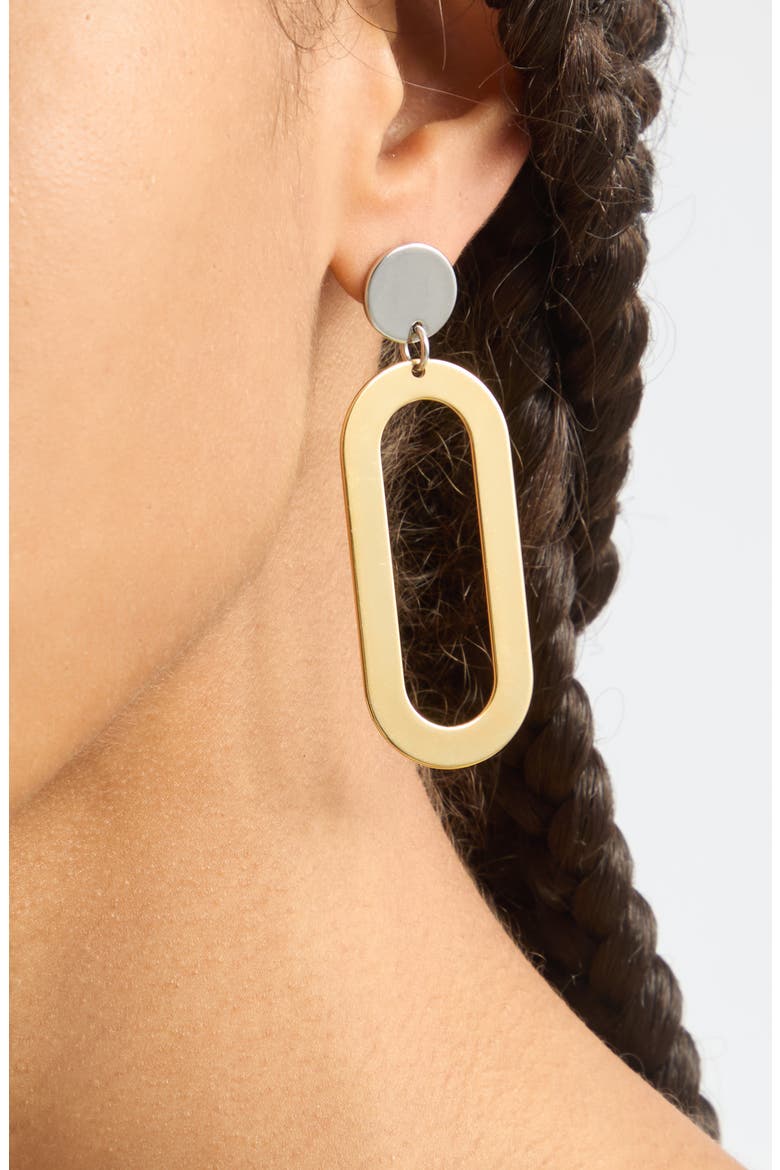 Mixed Metal Geometric Drop Earrings, Alternate, color, LIGHT GOLD