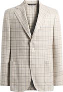 Heritage Gold Tan & Grey Plaid Wool & Silk Blend Sport Coat