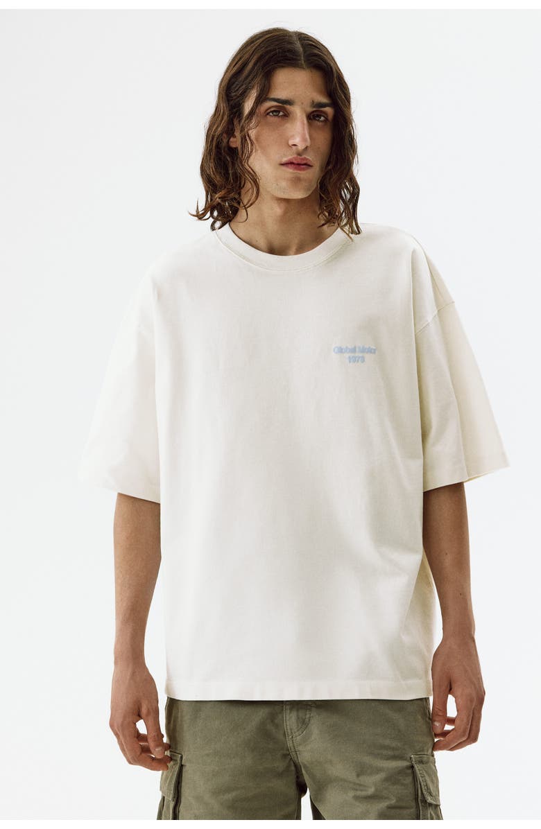 H&M Oversized Fit Printed Cotton T-shirt, Alternate, color, Cream/Car