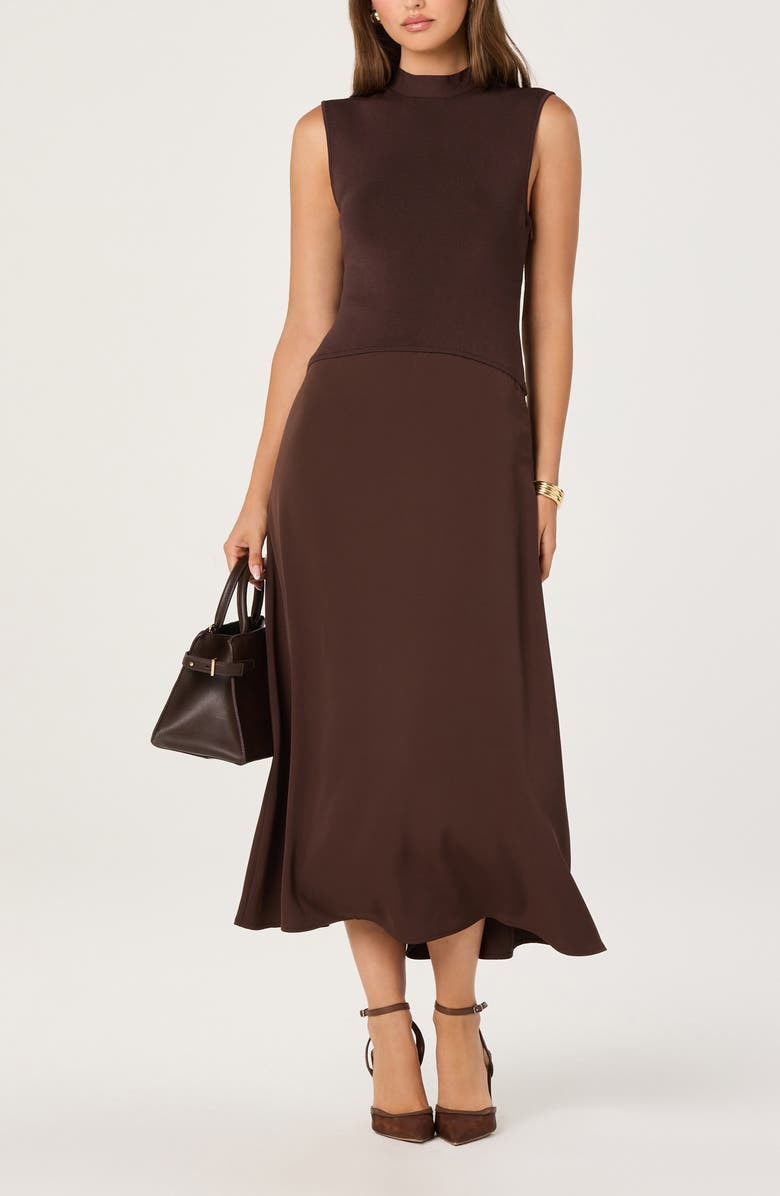 ASTR the Label Mixed Media Dress, Alternate, color, Brown