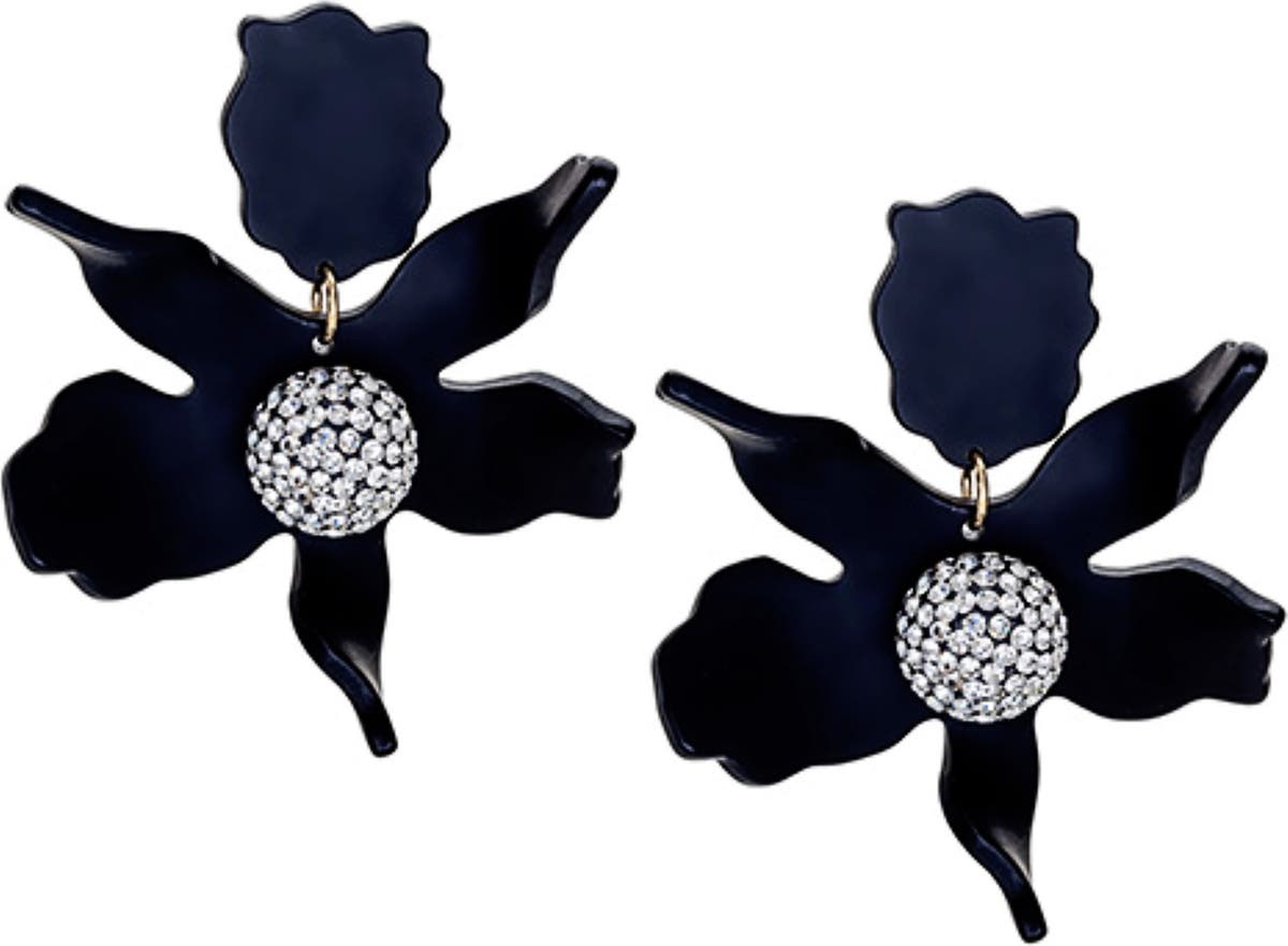 Lele Sadoughi Crystal Lily Earrings cascade drop design floral pearl crystal