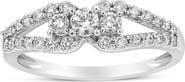 Haus of Brilliance 10K White Gold 1/2 Cttw Three Stone Split Shank Band Ring