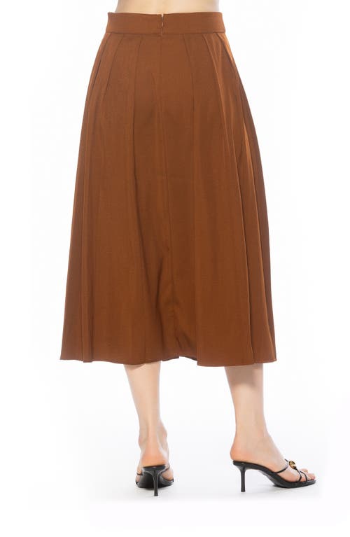 Alexia Admor Oren Pleated Midi Skirt In Brown