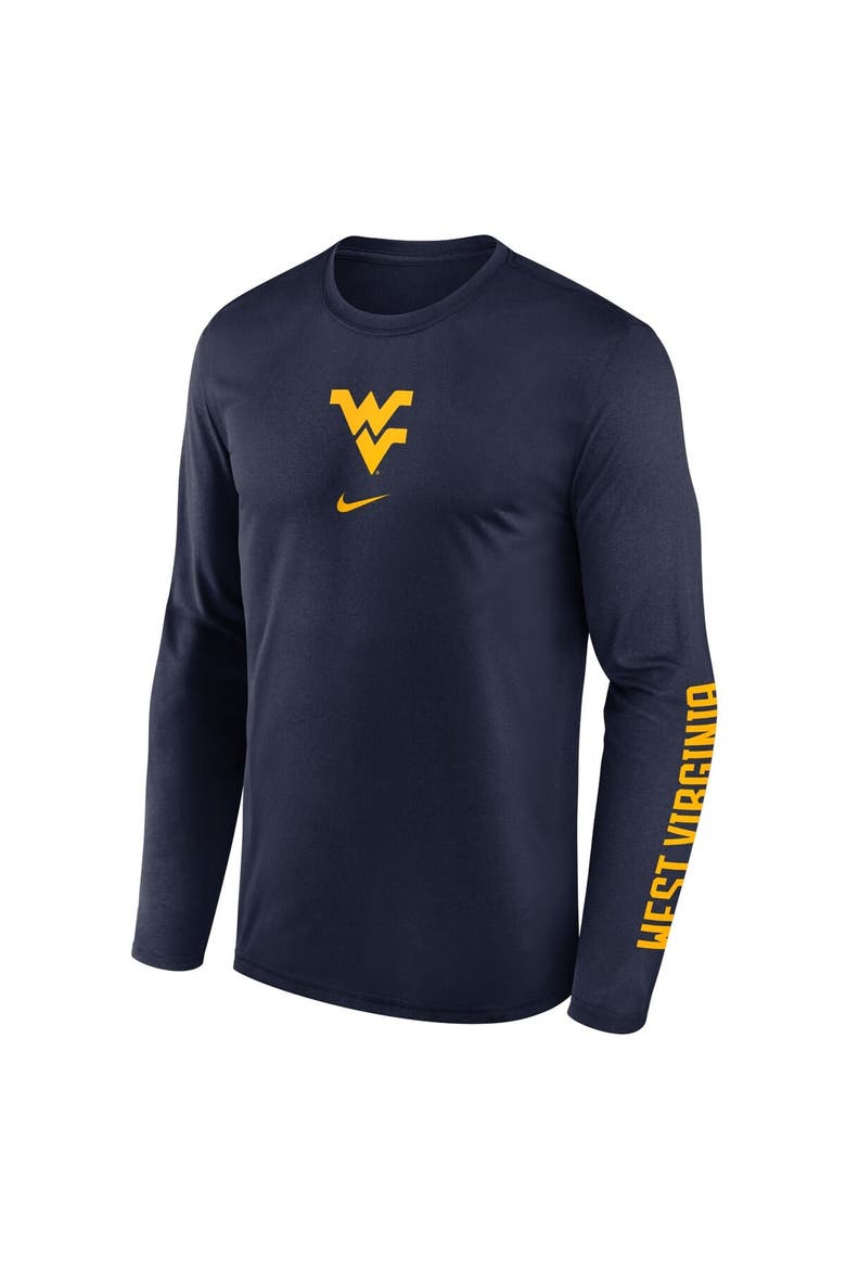 Men's Nike  Navy West Virginia Mountaineers Primetime Center Lockup Two-Hit Legend Long Sleeve T-Shirt, Alternate, color, Navy